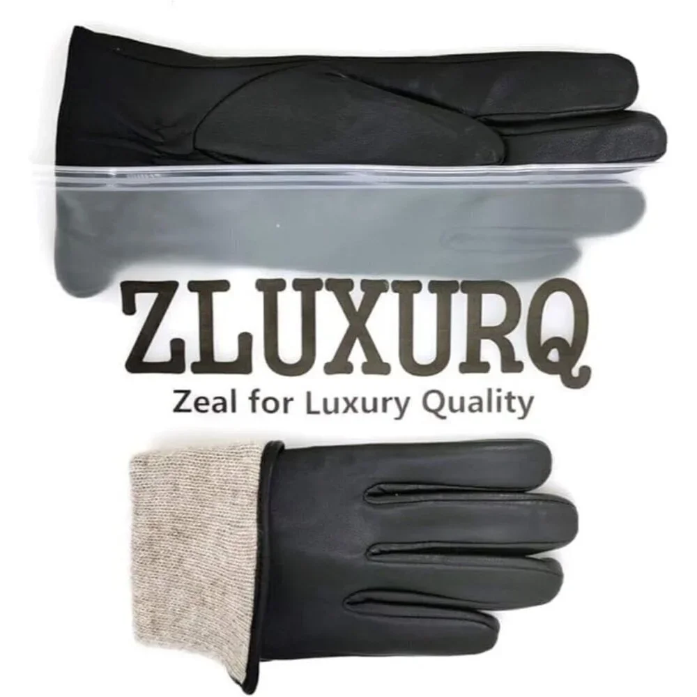 Women’s Leather Gloves Genuine SheepSkin Leather Cold Weather Cashmere Black 2